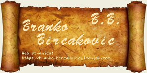 Branko Birčaković vizit kartica